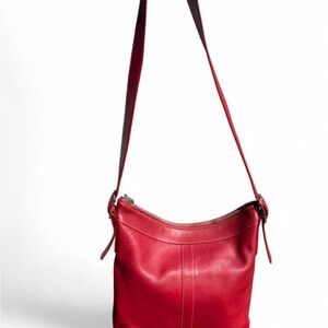 Coach Vintage Y2K Red Leather Slim Crossbody Shoulder Bag Model 9188